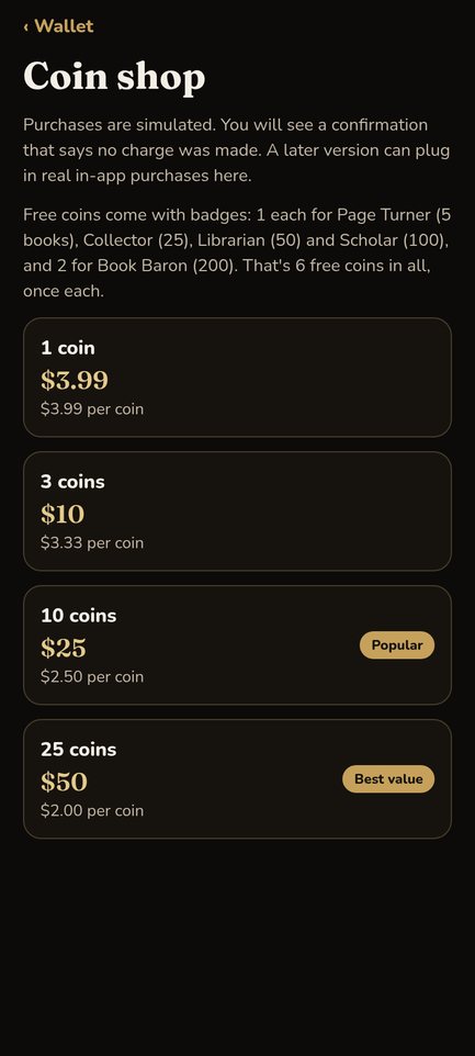 Coin shop screen from the prototype